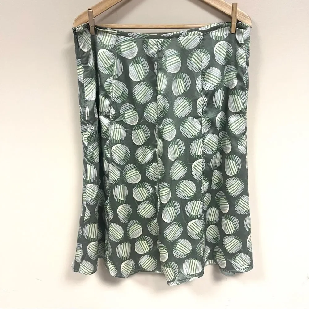 Amanda Smith midi Green Polka Dot silk Skirt Sz 14